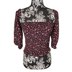 Wild Fable Floral Smocked Puff Sleeve Crop Top Cottagecore Coquette Medium